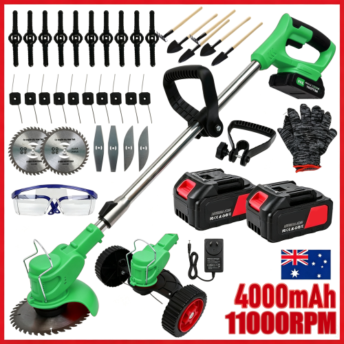 Green Whipper Snipper Mower Cordless Grass Trimmer Lawn Cutter Battery Brushcutter