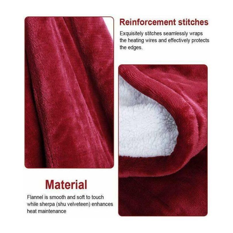 Double-side Flannel Heated Electric Throw Rug Blanket Fast Heating Warm Washable RED