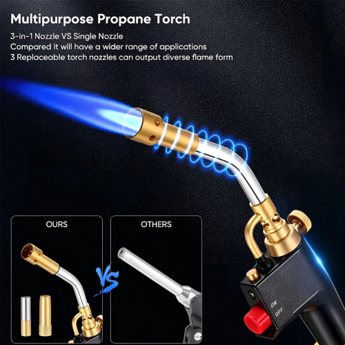 Propane Mapp Torch Head with Trigger Igniter 3 Nozzles TS8000 High Intensity AU