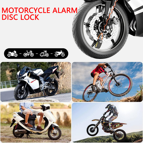 Motorcycle Alarm Disc Lock Motor Bike Brake Security Electric Rotor Bike Lock RED