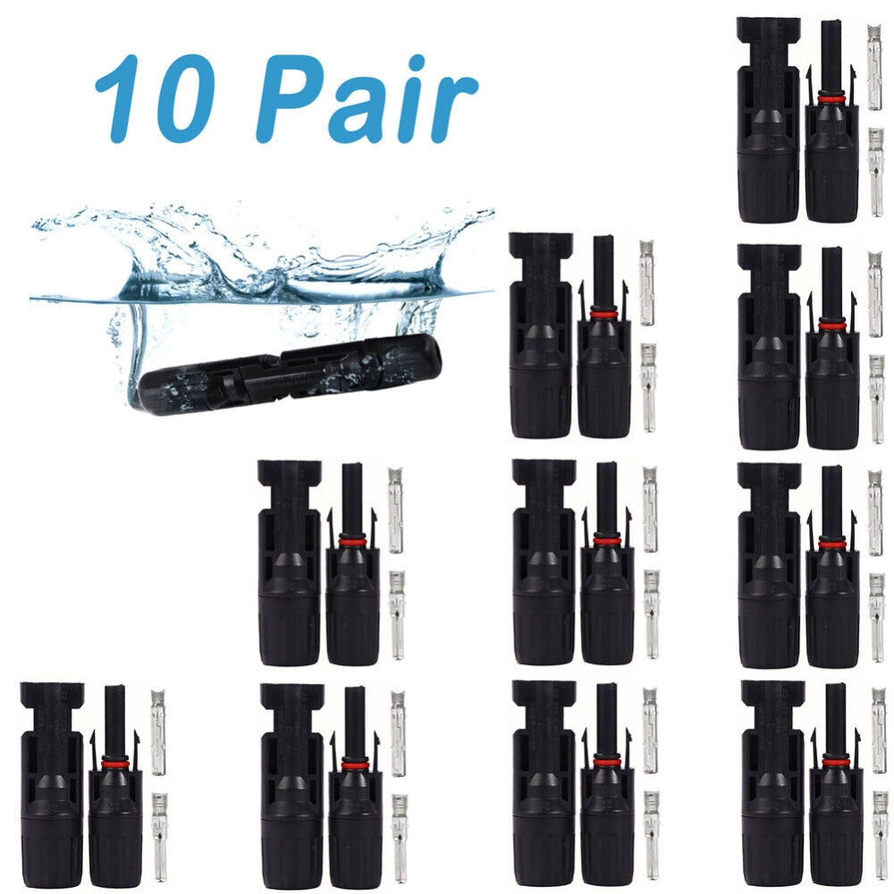 10 Pairs Solar Panel Connectors 30A Line Plug Socket Male &amp; Female IP67 PV Cable