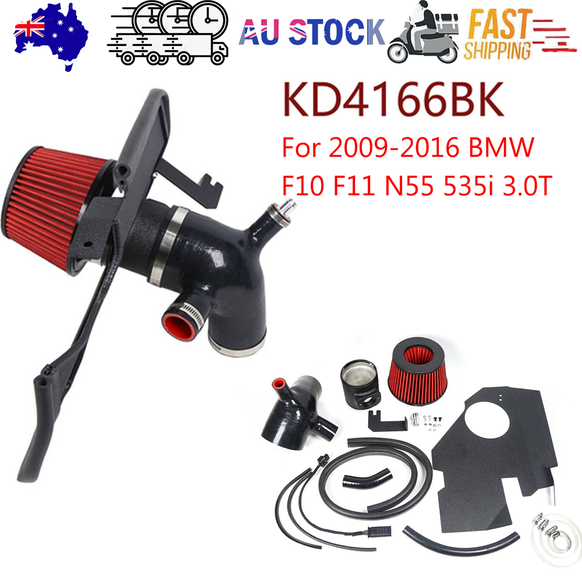 High Flow Cold Air Intake Pipe System Kit For 2009-16 BMW F10 F11 N55 535i 3.0T