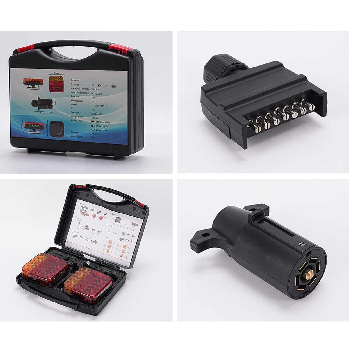 2X 7Pin LED Magnetic Wireless Trailer-TailLight Kit For Trailer Truck Automotive