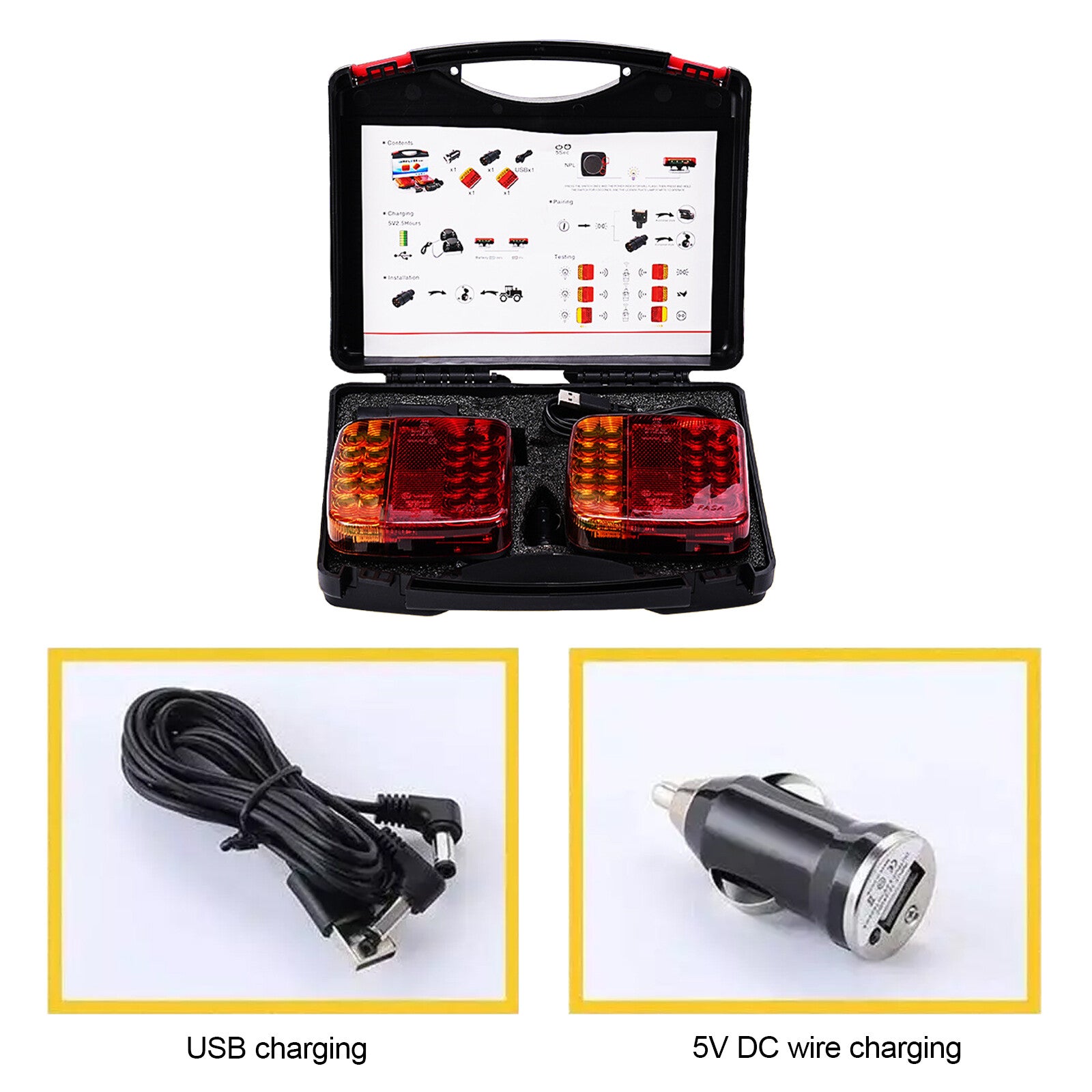 2X 7Pin LED Magnetic Wireless Trailer-TailLight Kit For Trailer Truck Automotive