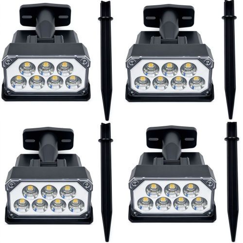 4PCS Solar LED Spotlights Spot Light Outdoor Garden Yard Lawn Pathway Warm white