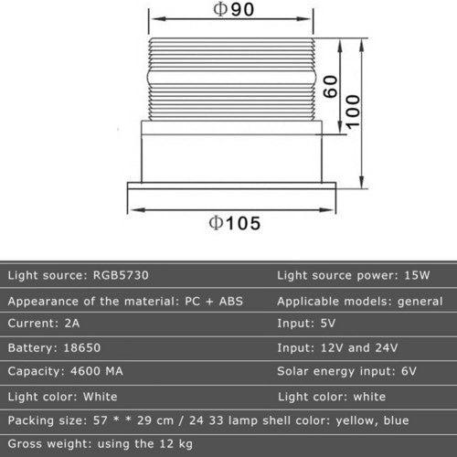 Solar Powered LED Flashing Beacon Light, 12-24V Amber Emergency Magnetic Warning Blue