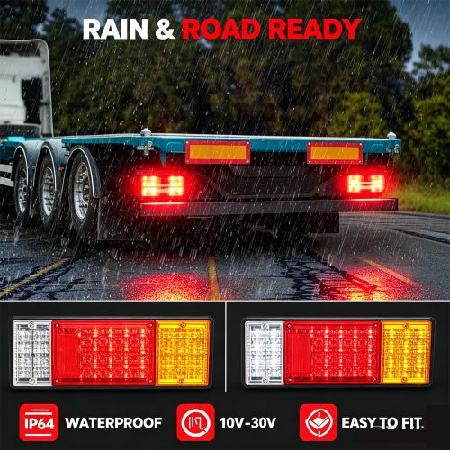 2X 44 LED Tail Lights Trailer Ute Caravan Truck Stop Indicator rear LAMP 10-30V