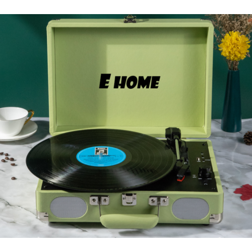 Record Player Vinyl Turntable Bluetooth Speakers Retro Briefcase USB (Turquoise)