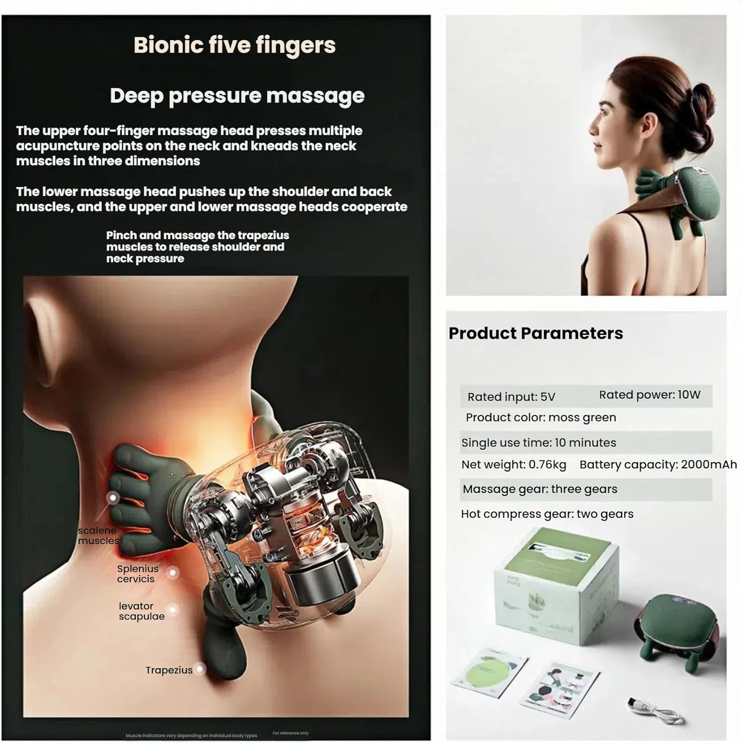Neck Shoulder Massager, Electric Heated Kneading Back Massager Pain Relief