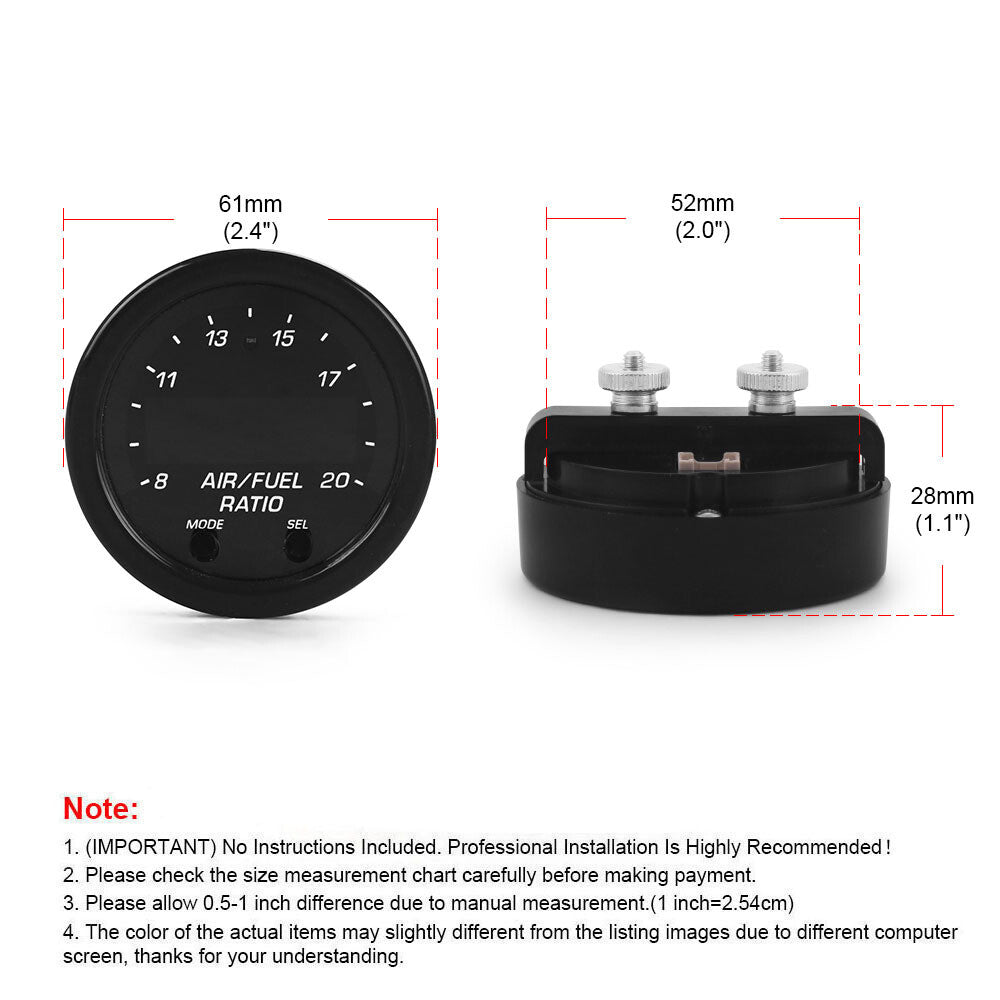 For Wideband Gauge X-Series 30-0300 AFR O2 UEGO Air Fuel Ratio Gauge  2-1/16" AU