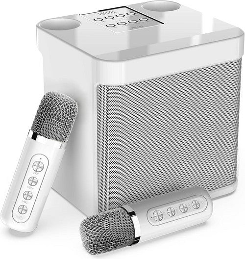 Sliver Karaoke Machine with 2 Wireless Microphones Bluetooth-Compatible 5.0 for Parties