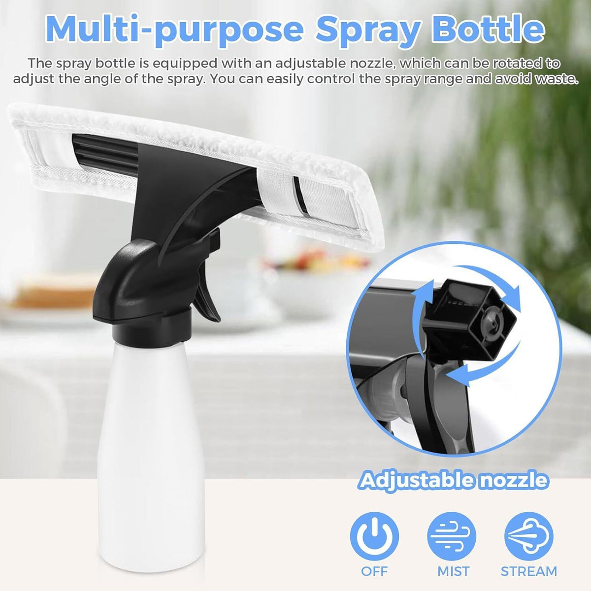 150ml Cordless Window Vacuum Cleaner Set for Windows Tiles Mirrors Shower Home