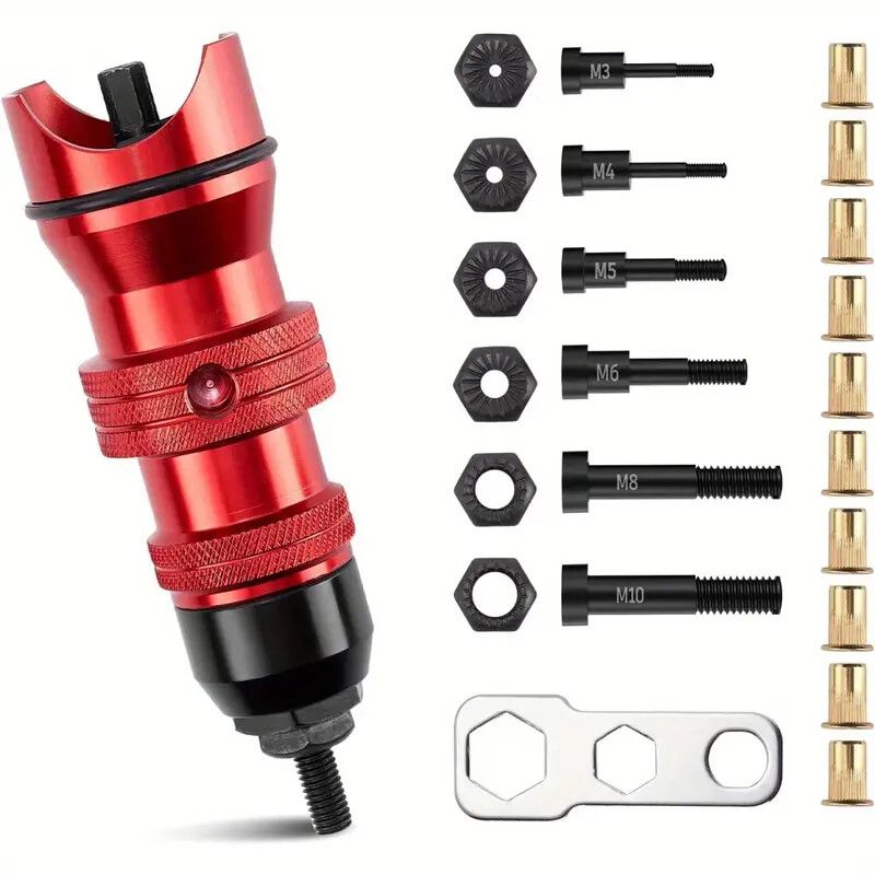 Professional Electric Drill Tool Rivet Rivnut Nut Gun Adapter Insert Tool M3-M10