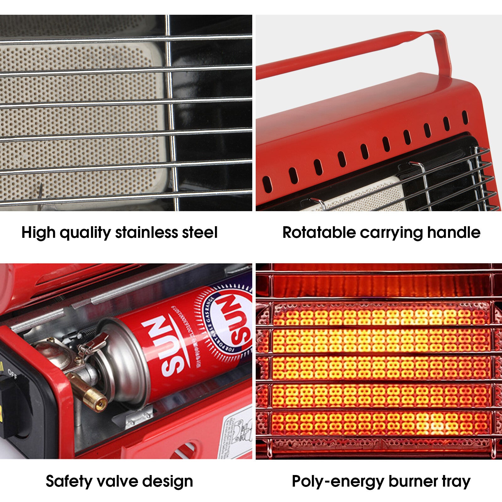 Portable Camping Gas Heater Outdoor Heating Stove Gas Baking Hunting Warmer AU RED
