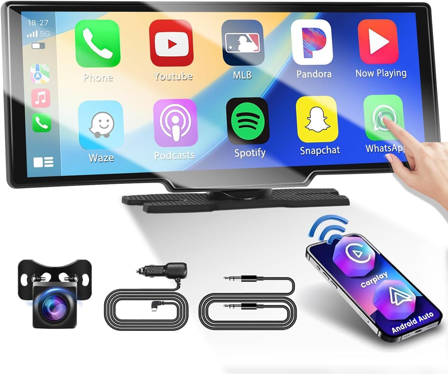 4K 10.26" Touch Dash Camera Cam Dual Car Recorder for CarPlay Android Auto