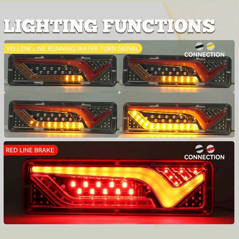2X Sequential Indicator LED Tail Lights Trailer Ute Caravan Truck Stop Lamp 12V
