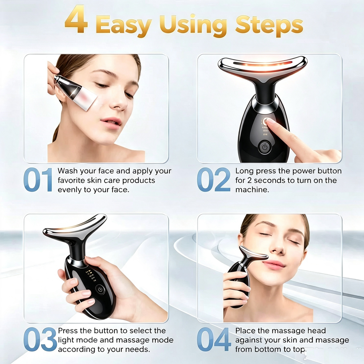 Rejuvenation Massager Neck Anti Wrinkle Face Beauty Device Skin Lifting Tighten Black