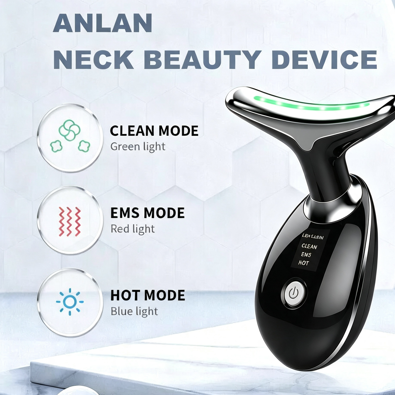 Rejuvenation Massager Neck Anti Wrinkle Face Beauty Device Skin Lifting Tighten Black
