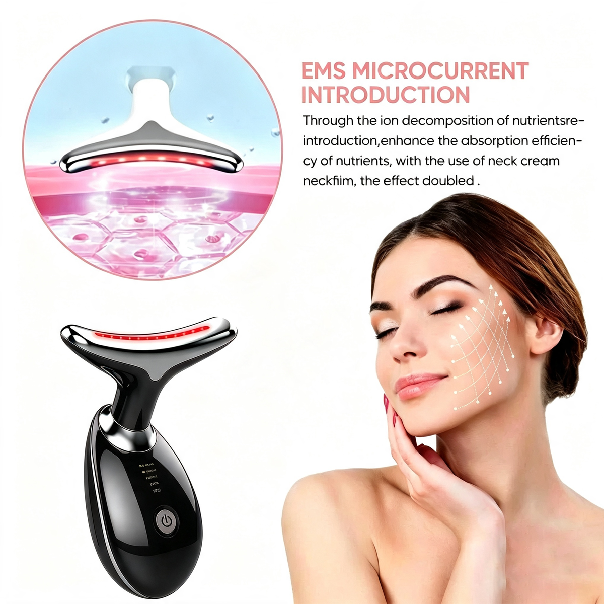 Rejuvenation Massager Neck Anti Wrinkle Face Beauty Device Skin Lifting Tighten Black