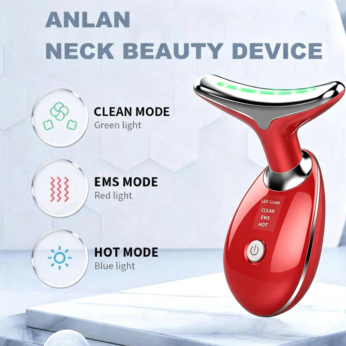 Rejuvenation Massager Neck Anti Wrinkle Face Beauty Device Skin Lifting Tighten Red