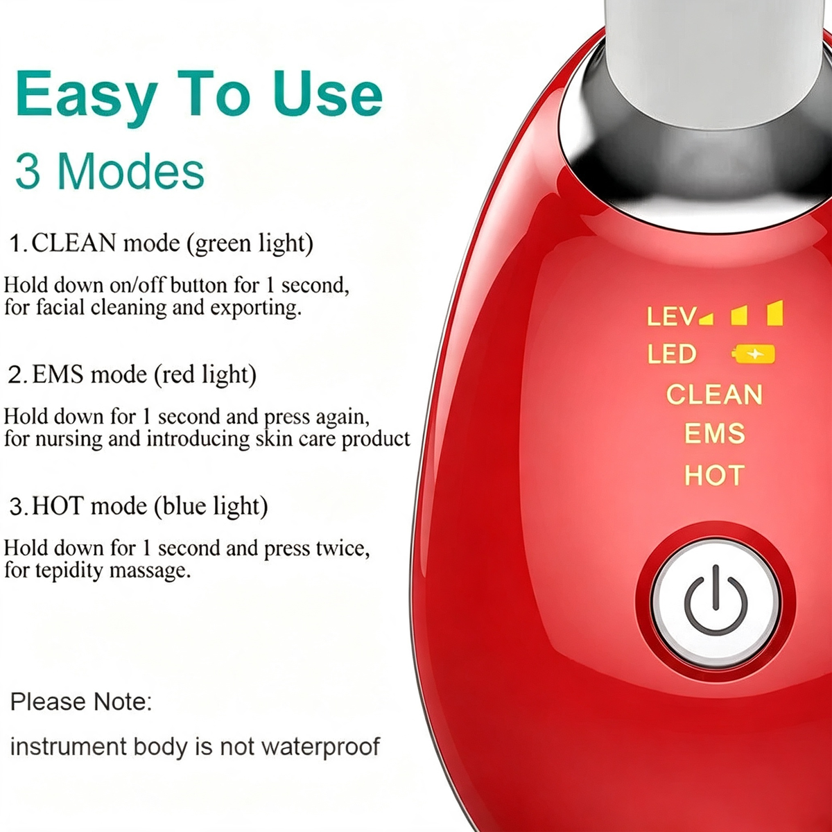 Rejuvenation Massager Neck Anti Wrinkle Face Beauty Device Skin Lifting Tighten Red