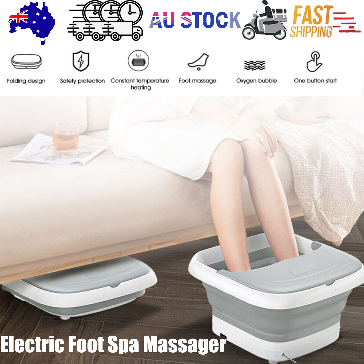 Electric Foot Spa Massager Footbath Pedicure Heat Soak Home Bath Tub Massage
