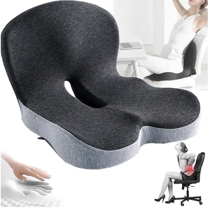 Memory Foam Seat Cushion Lumbar Support Ergonomic Back Support Office Car AAAAA