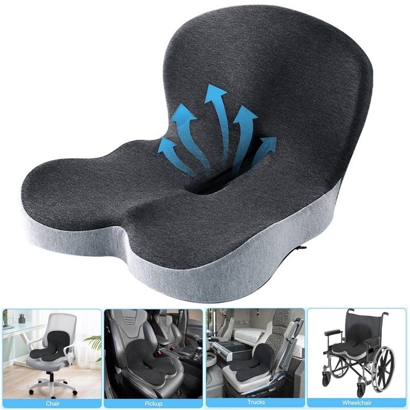 Memory Foam Seat Cushion Lumbar Support Ergonomic Back Support Office Car AAAAA