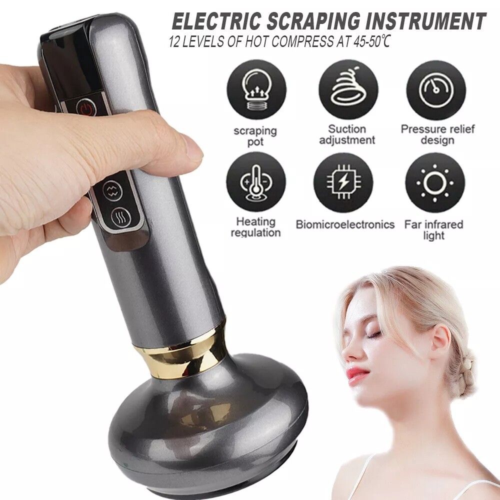 12 Levels Electric Cupping Massager Vacuum Suction GuaSha Anti Cellulite Beauty GRAY