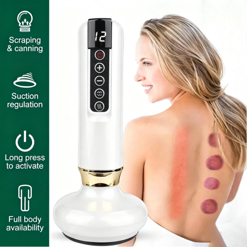 12 Levels Electric Cupping Massager Vacuum Suction GuaSha Anti Cellulite Beauty WHITE