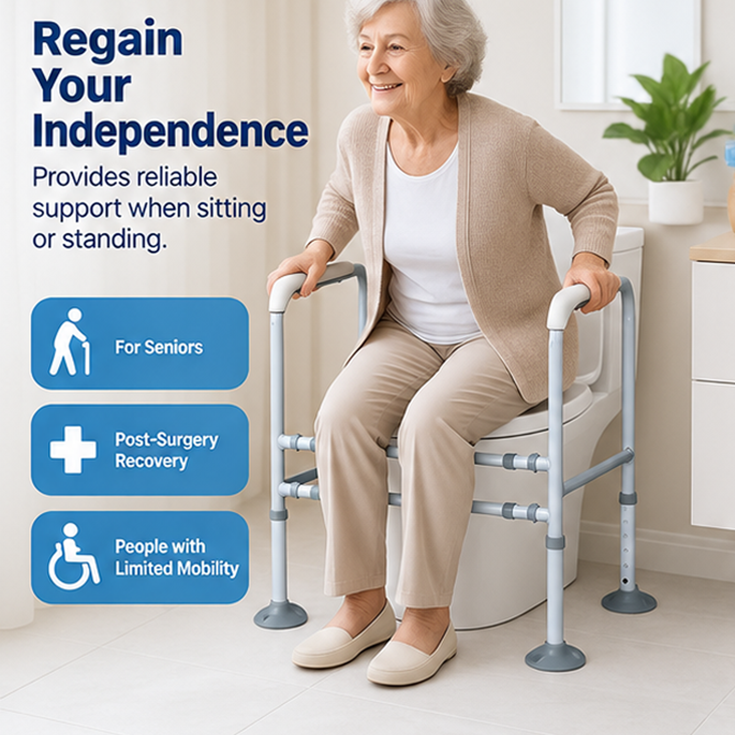 E-HOME Over Toilet Support Frame Safety Grab Aid Rail for Elderly Disabled AU