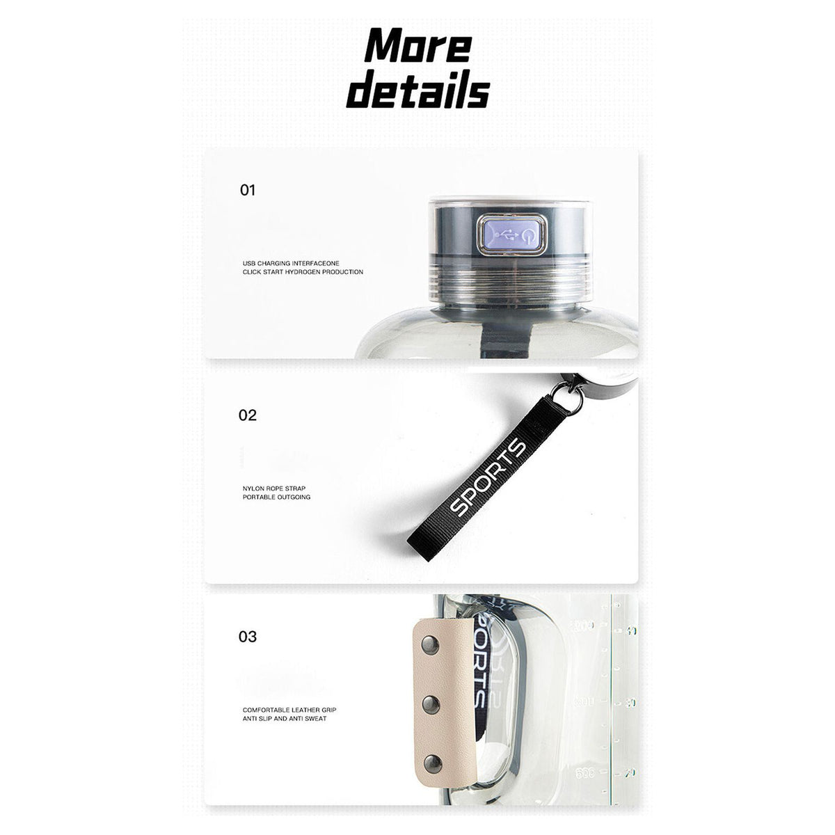 Random Color Hydrogen Water Bottle 1.5L Hydrogen Rich Portable Rich Hydrogen Water Generator