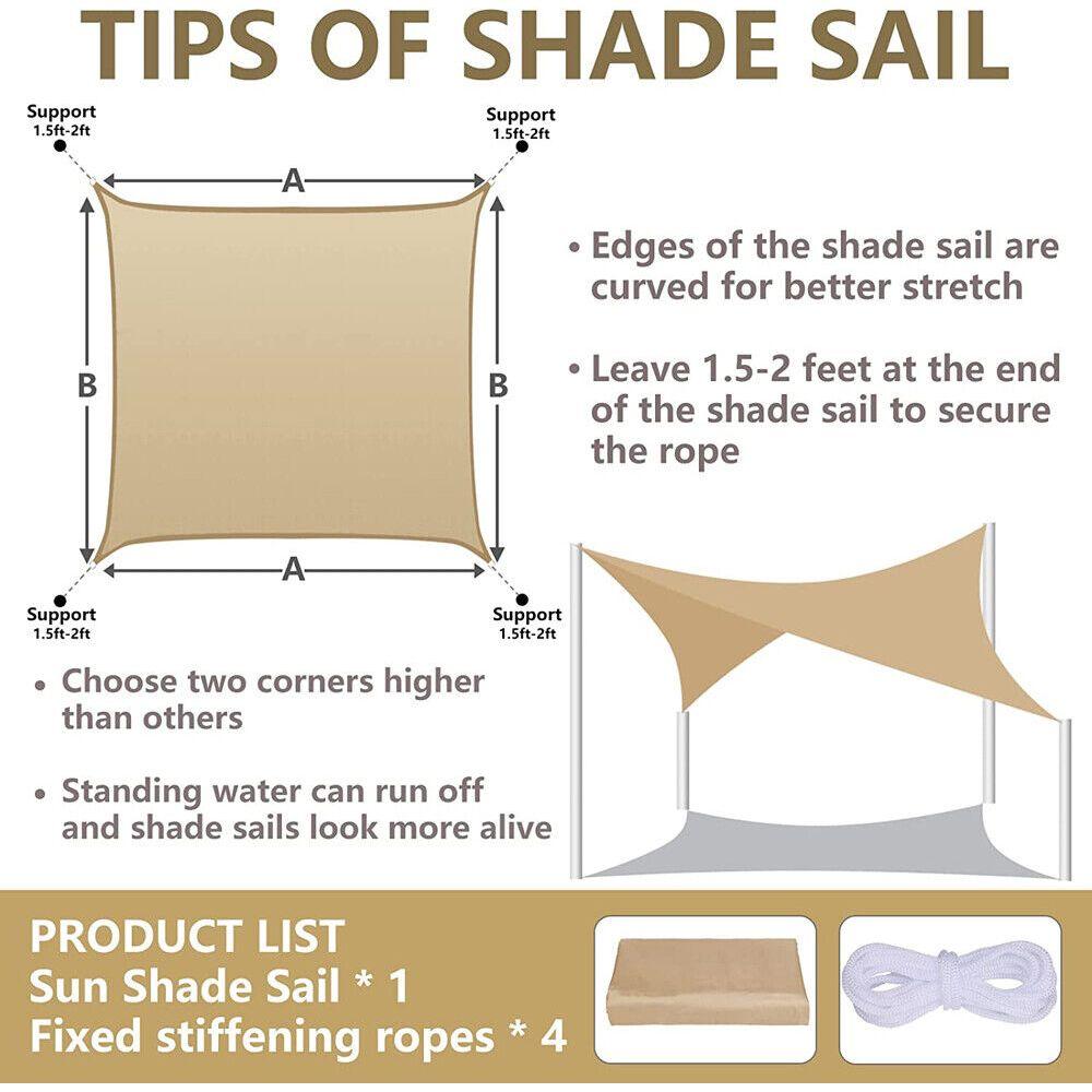 Waterproof Shade Sail Awning Cloth Rectangle Triangle Square Sand Sun Canopy AU