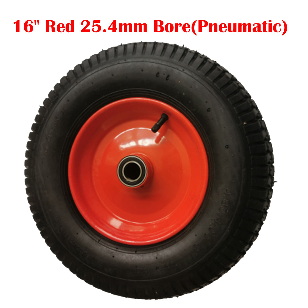 16&quot; Red 25.4mm Bore(Pneumatic) Tire Steel Rim for Hand Trolley Cart