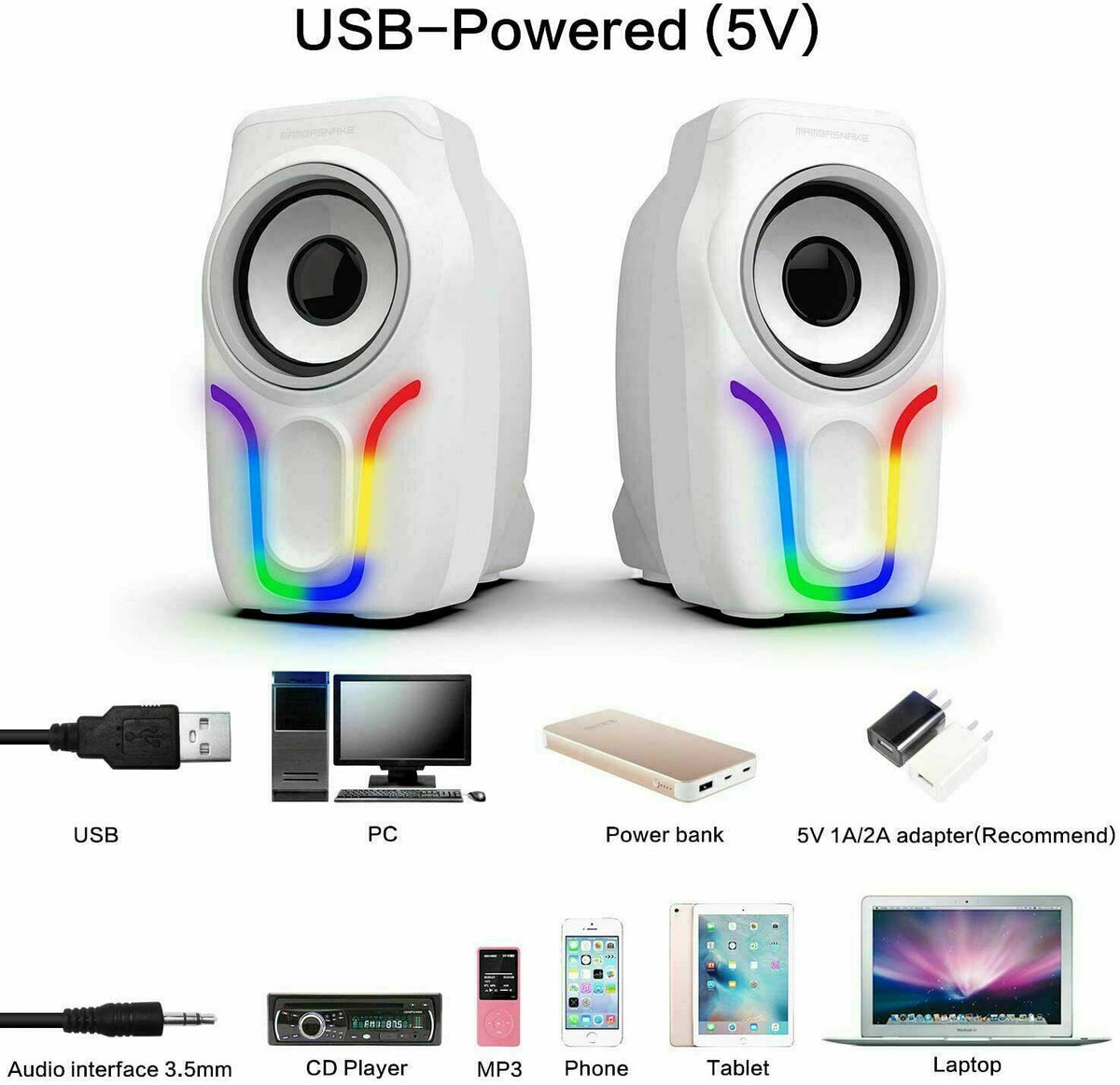 Wired Mini Gaming Speakers with 3.5mm, Portable Computer Mini Speakers for Music