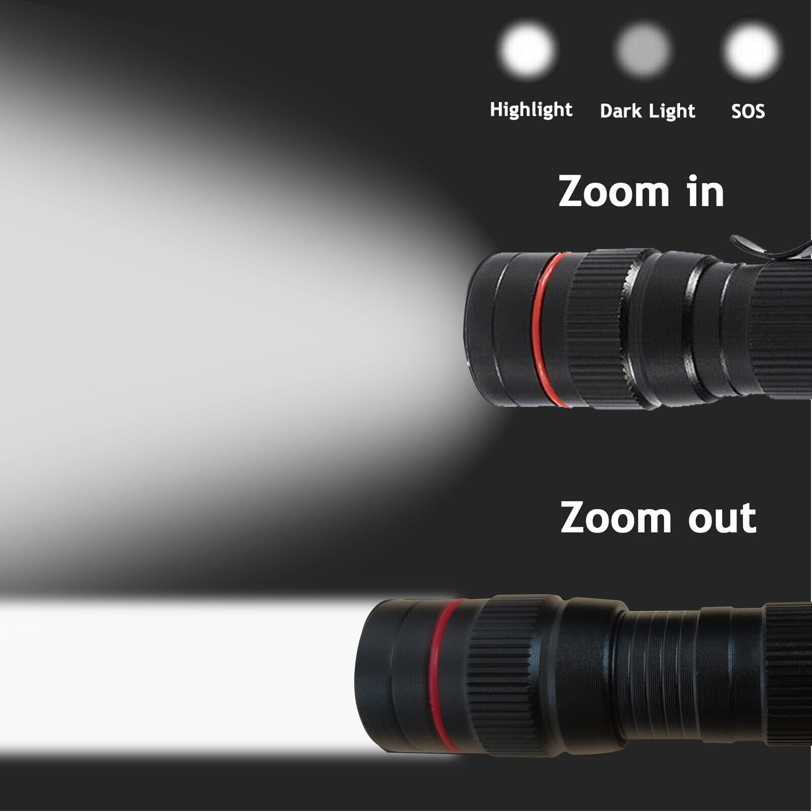 2x Mini Tactical Flashlight Small LED Torch 3 Mode Super Bright Light Clip Lamp