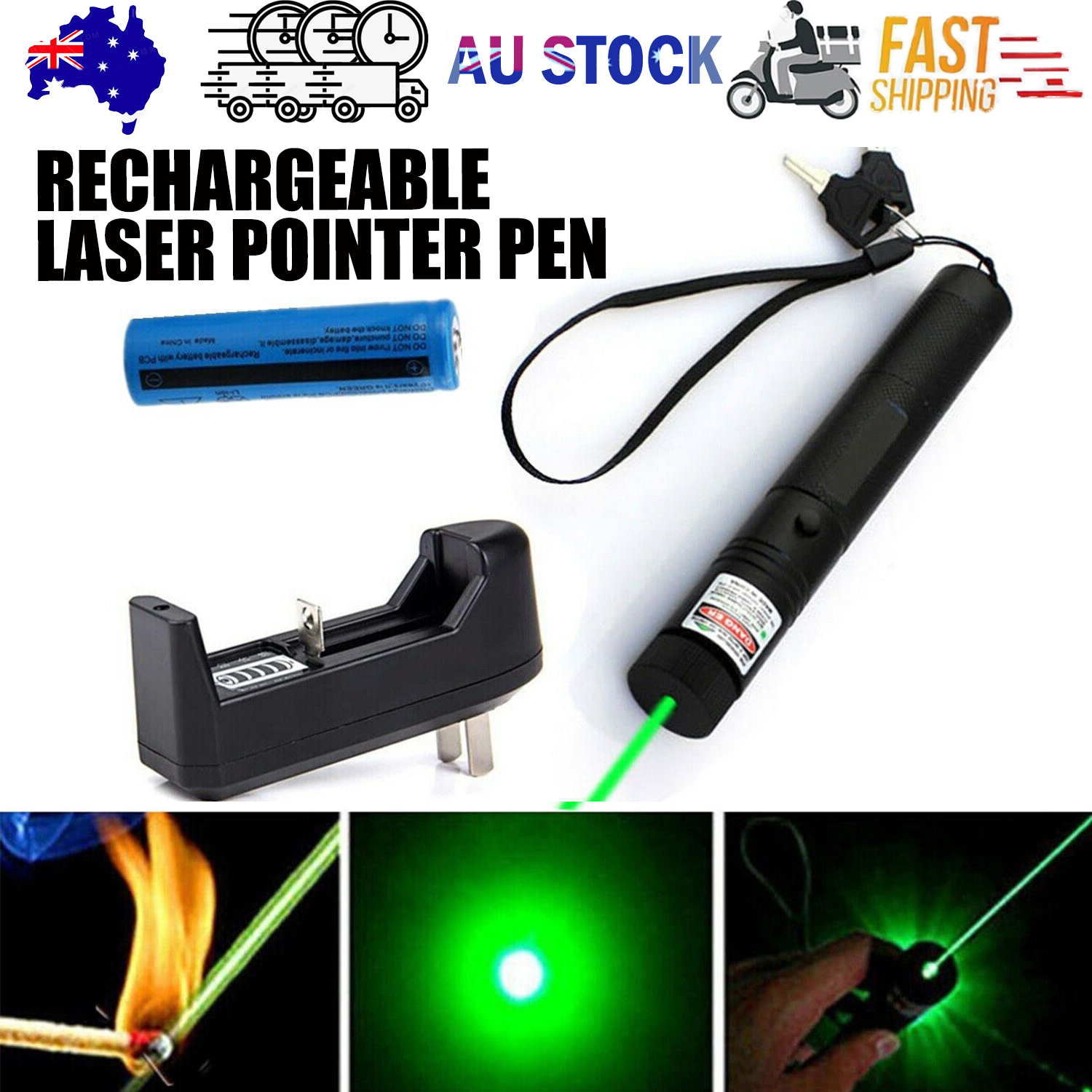 990Miles Rechargeable Green Laser Pointer Pen Light Astronomy Visible Beam Lazer