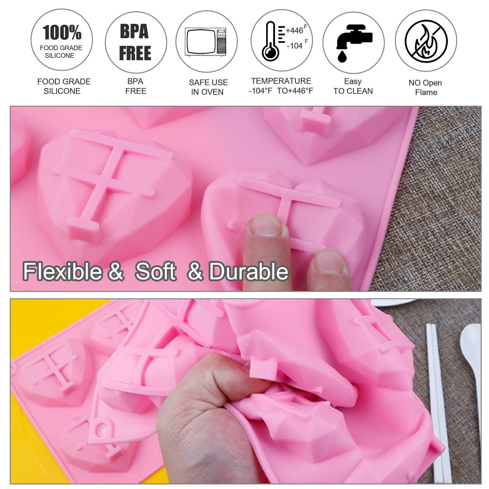 2PCS DIY 3D Fondant Mold Silicone Heart Shape Candy Cake Chocolate Mould Sugar Craft
