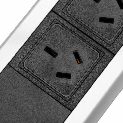 Pop Up Power Point 3 Socket Plug + 2 USB Table Home Kitchen Desk Outlet