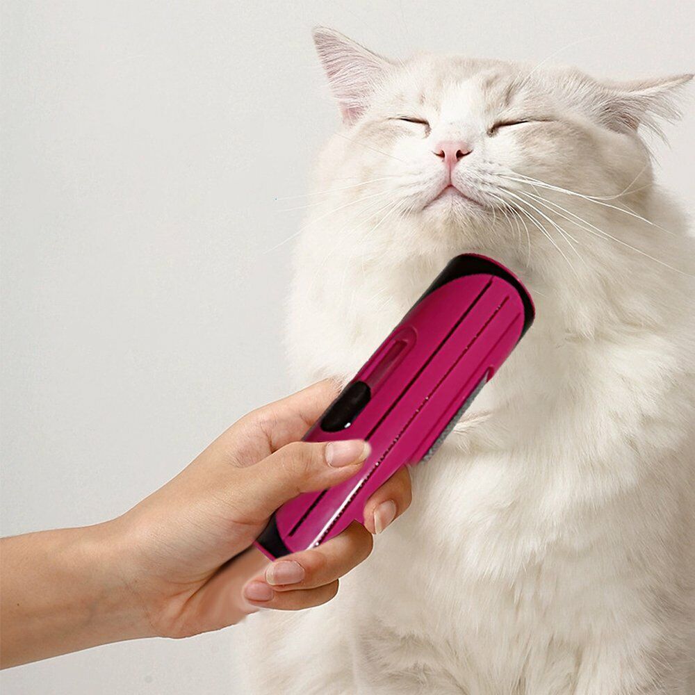 Pet Dog Cat Hair Fur Deshedding Shedding Trimmer Grooming Roll Comb Brush red