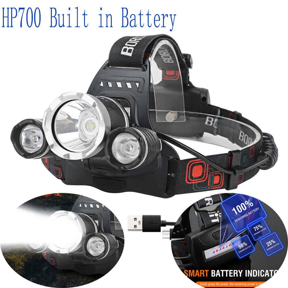 HP700 LED Headlamp Head Torch Lamp Rechargeable Light Headlight  Camping