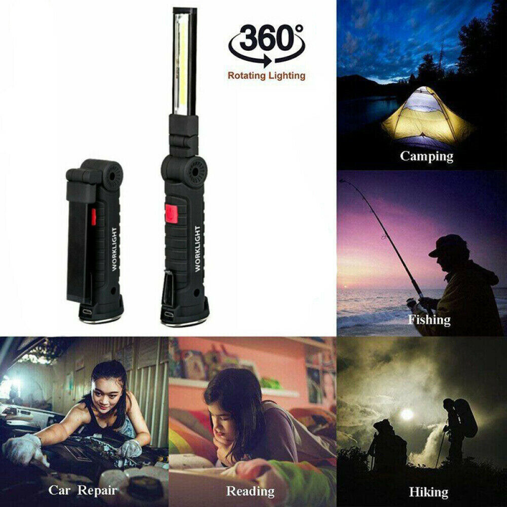 Portable COB LED Work Light Car Garage Mechanic USB Rechargeable Torch Lamp AU