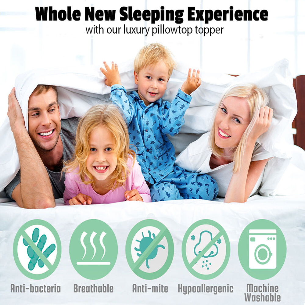 Bamboo Pillowtop Mattress Topper Luxury Bedding Mat Pad Protector CoverDouble 137 x 190 cm