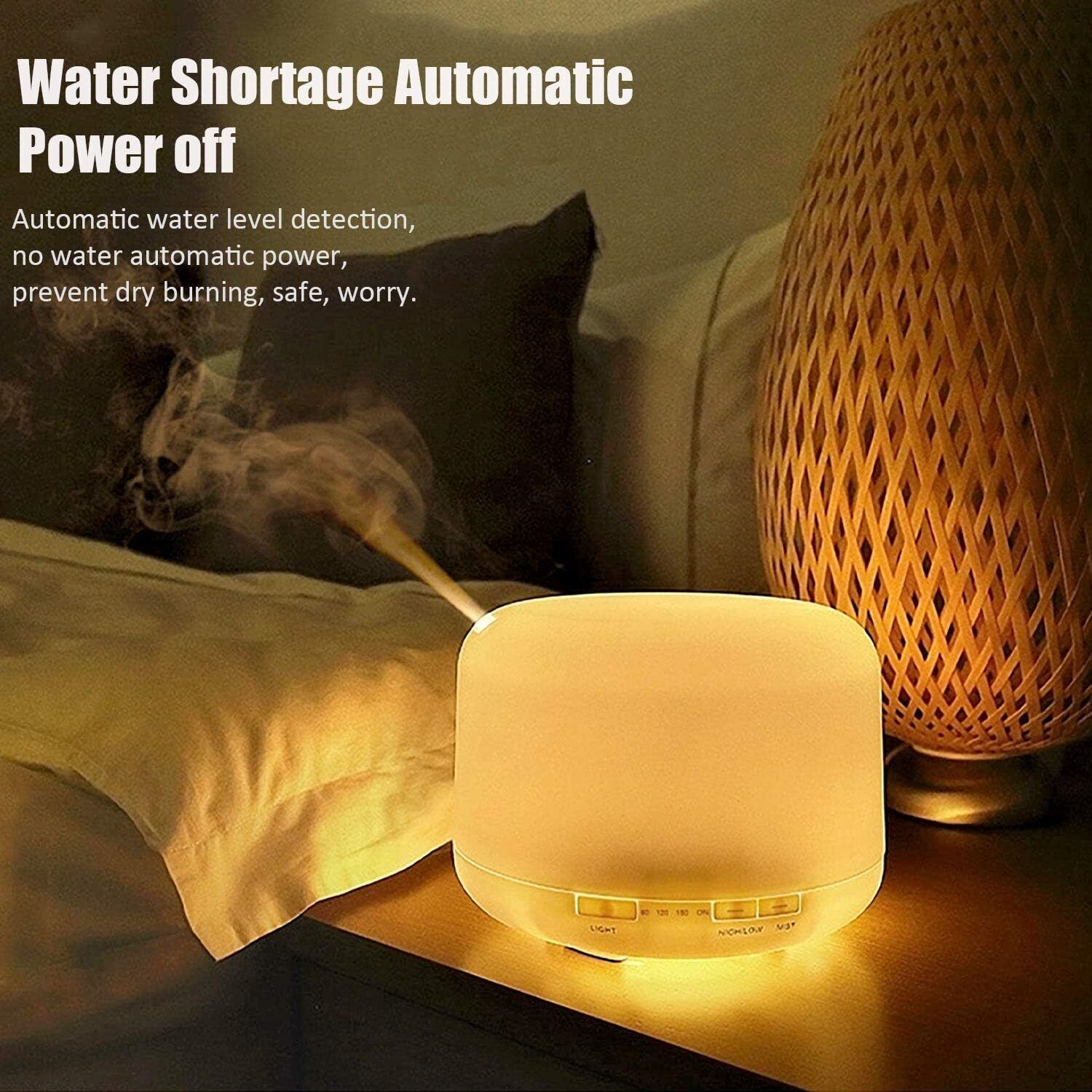 Aroma Aromatherapy Diffuser LED Oil Ultrasonic Air Humidifier Purifier 500ML white