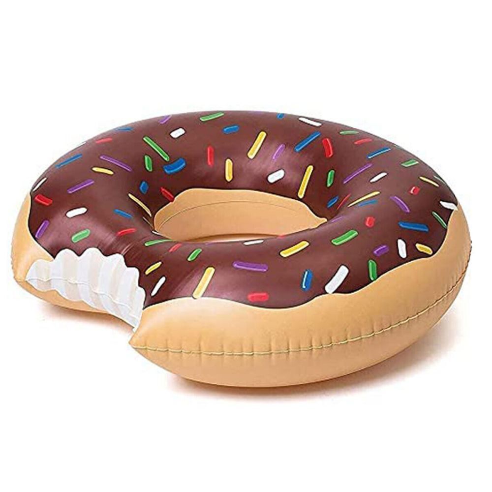 Coffee Inflatable Giant Donut Raft Swim Ring Float Swimming Pool Beach Lounge Pink Coff 90CM