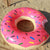 Pink Inflatable Giant Donut Raft Swim Ring Float Swimming Pool Beach Lounge Pink Coff 90CM