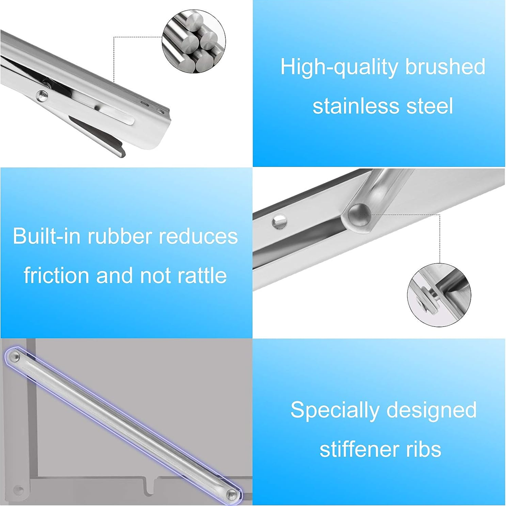 14"Stainless Steel Folding Table Bracket Shelf Bench 200kg Load Heavy Duty