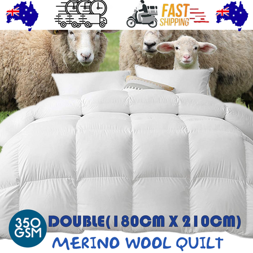 350 GSM Australian Merino Wool Quilt Duvet Doona Summer Winter Double 180cm x 210cm