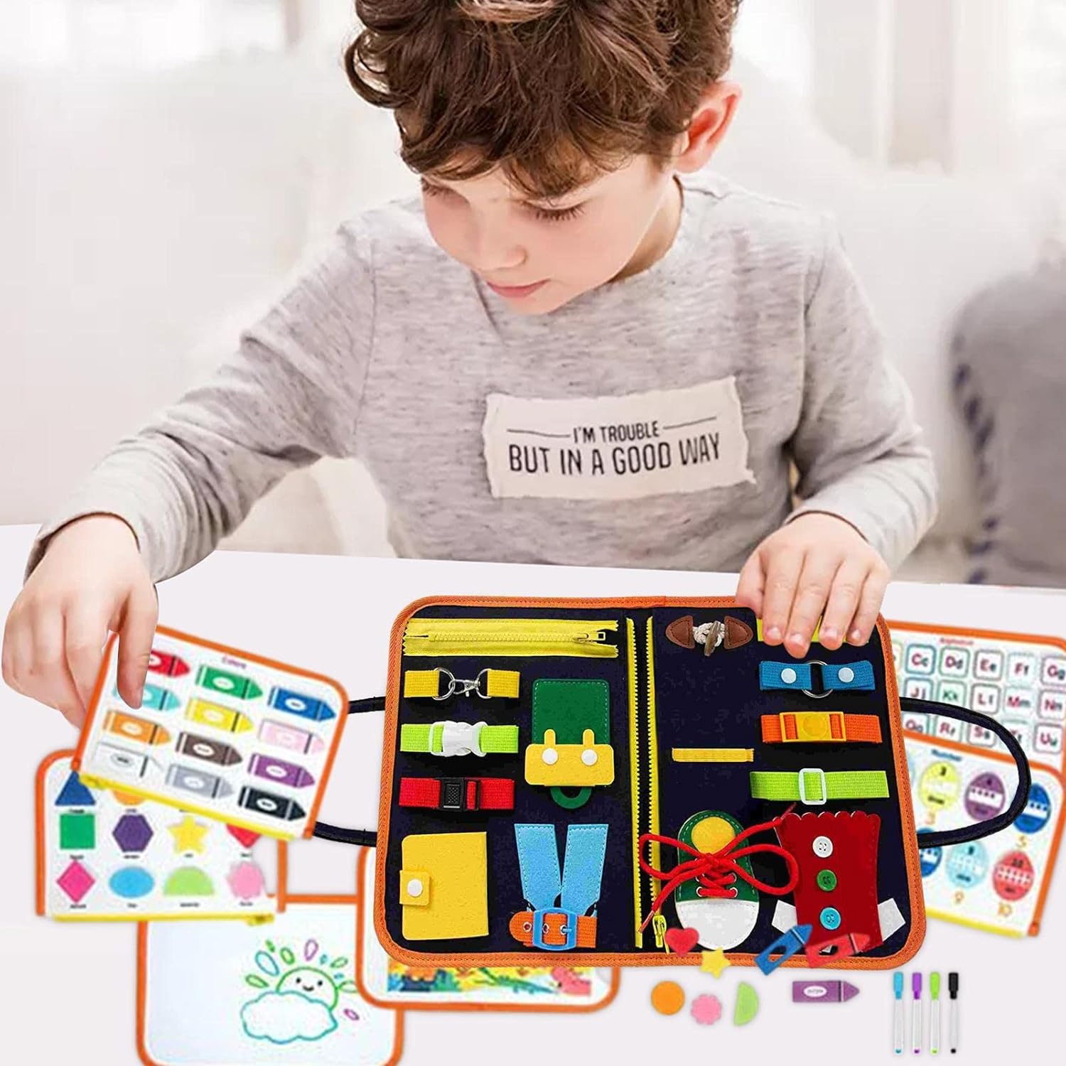 Colorful Toddler Busy Board Intelligence Learning Toys Sensory Montessori Board Kids Toy