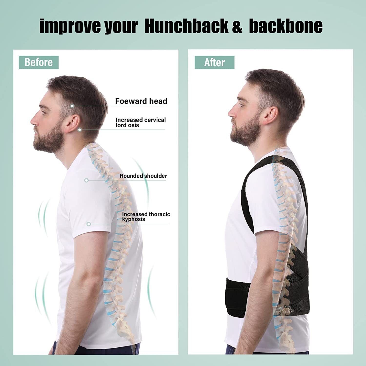 Posture Corrector Lumbar Brace Pain Relief Full Back Support Shoulder Brace Belt